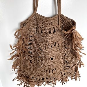 Mango Raffia Shopper Bag